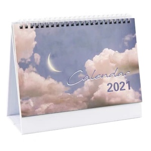 2024 Unique Long Standing Flip Desk Calendar Custom Logo Printed Spiral Wire Promotional Table Calendar Cardboard Coated Paper