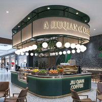 Vitrine murale en verre LED vert mat pour café moderne, comptoir personnalisé, intérieur de bar