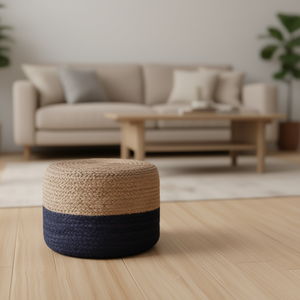 Pouf traditionnel Db Lydia bleu marine en MDF naturel avec rangement, pour intérieur et extérieur, tabouret ottoman - Product Image 2