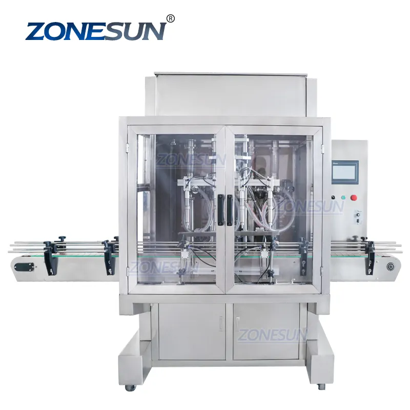 ZONESUN50-500MLモーターソースギーガラスクリーナーピストンハニーガーリックペースト自動定量ボトルサーボ充填機