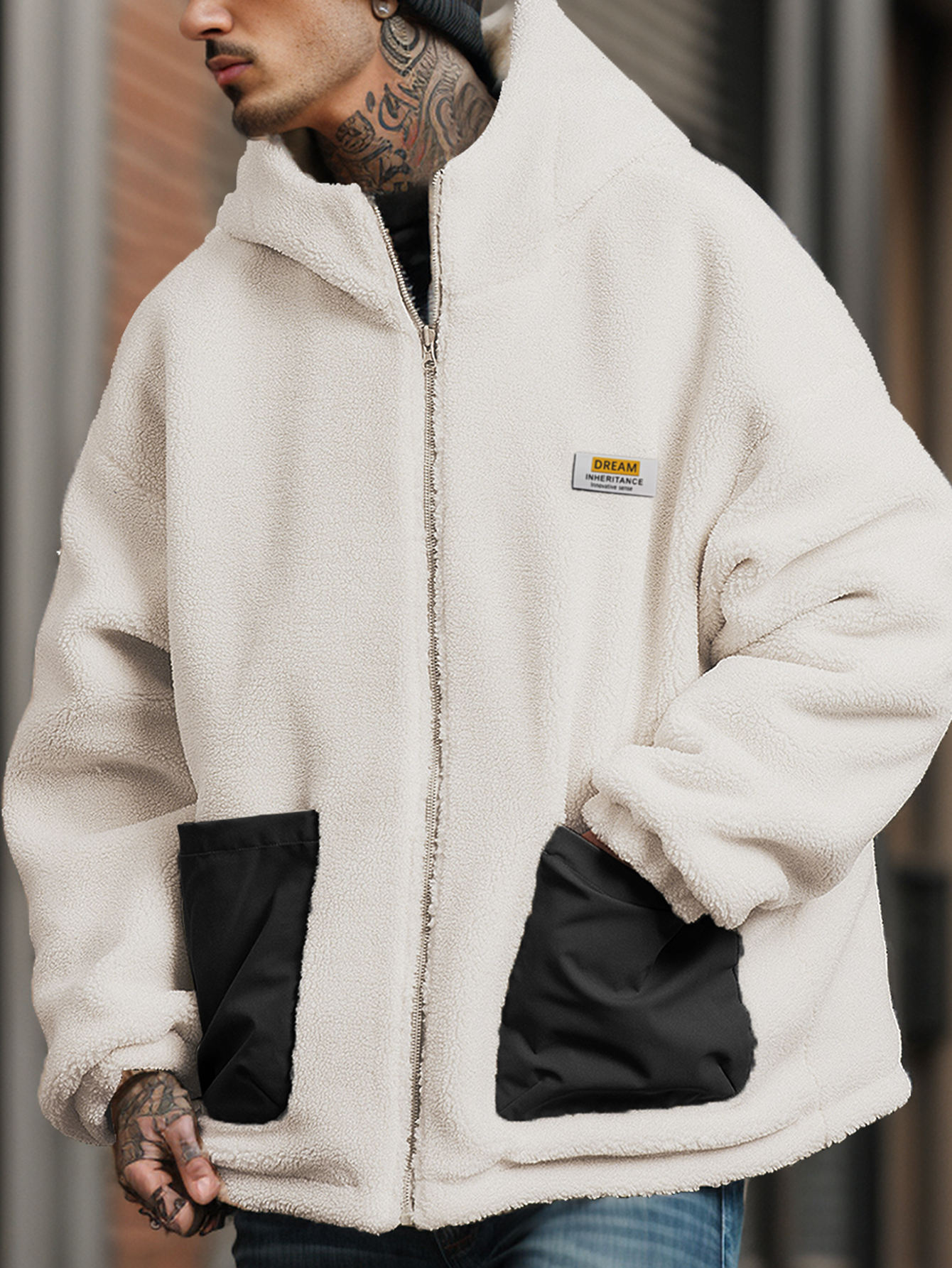 Men's Reversible Poly Shell to Fleece Hooded Jacket Mens