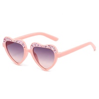 Nouvelles lunettes de soleil pour enfants en forme de cœur à paillettes, lunettes de soleil de plage en strass pour filles, lunettes de soleil de protection solaire d'extérieur