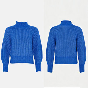 Custom <strong>Royal</strong> <strong>Blue</strong> Chunky Knit Sweater <strong>Women</strong> Elegant Turtleneck Ribbed Pullover Raglan Sleeve Winter Warm <strong>Jumper</strong> - Product Image 3
