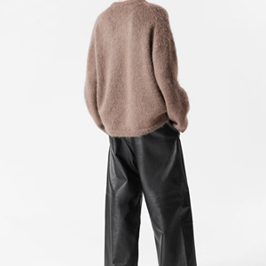 Nâu Mohair-Blend Áo Thun Jumper mùa thu-mùa đông ấm crewneck Jumper Lạc Đà Mohair Áo Len Mohair Áo len cho người đàn ông Crew Neck - Product Image 3