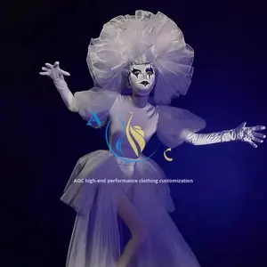 Máscara Brillante de Organza Blanca con Cola Larga para Actuación de Halloween, Disfraz de Demonio para <span class=keywords><strong>Hombre</strong></span> - Product Image 2