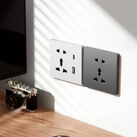 Prise murale universelle à 5 trous avec USB A+C, multifonction, prise murale internationale, charge rapide, interrupteur mural universel