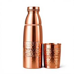 Vintage Copper Hammered <b>Flask</b> Set With Cup Portable <b>Insulated</b> Drinkware - Product Image 1