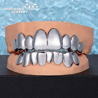 Nouveauté : Grillz Hip Hop pour Hommes, Conception Personnalisée, en Or 10K 14K 18K, Argent Sterling 925, Plaqué Rhodium, avec Dents Entièrement Polies Effet Vampire