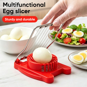 <b>Multifunctional</b> Egg Slicer Stainless Steel Wire <b>Cutter</b> Kitchen Tool Red Plastic Base 6 Blades Manual Operation - Product Image 1