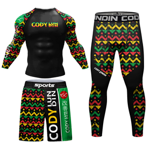 Ropa deportiva para hombre con impresión de sublimación personalizada de fábrica propia Mma Bjj Jiu-Jitsu Figting Rash Guard Sets ropa de entrenamiento Fitness - Product Image 1