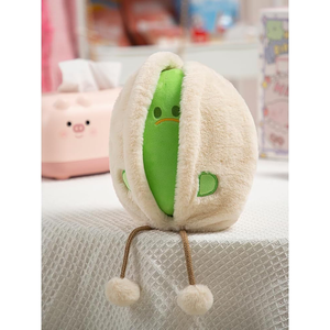 Jouet créatif en peluche amusant en forme de pistache 3D, adorable grain vert avec tissu ouvert, décoration de bureau à domicile pour enfants - Product Image 4