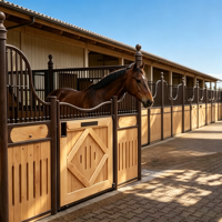 Box à chevaux métallique robuste, galvanisé à chaud et thermolaqué, portable, assemblé, avec âme en bambou, 3,5x3,5m, résistant aux intempéries, pour ferme et ranch