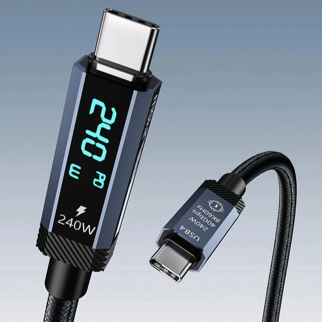 Factory Price PD 240W USB C Cable LED Screen Charging Cord Braided Nylon Type-C Data Cable for Smartphone for Tablets for Laptop
