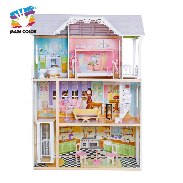 Распродажа, принцесса, деревянный светящийся кукольный домик для девочек W06A418