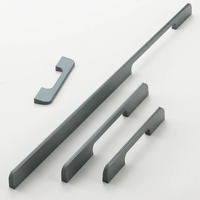 Poignées de profilé en aluminium découpées CNC, gris mat, pour tiroirs de placard dissimulés, quincaillerie de meubles modernes, sur mesure