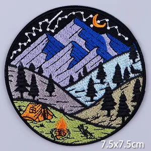 カスタムロゴ屋外マウンテン波メロウ刺繍パッチ自然旅行アイロン刺繍パッチ服帽子バッグ用 - Product Image 2