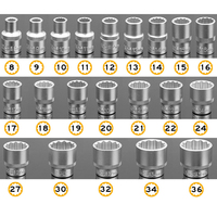 Jeu de douilles cannelées avec boîtier de rangement, pour métrique, 8mm-36mm 12 points, 1/2 pouces, 21 pièces