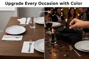 Servilletas Desechables Personalizadas con Logotipo para Fiestas, Eventos, Cafeterías, Restaurantes, Cuadradas, de Color Sólido, de Papel Negro para Bebidas - Product Image 3