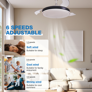 Energy Saving Indoor 3 Plastic Blades <strong>Remote</strong> <strong>Control</strong> <strong>Wall</strong> <strong>Control</strong> 42inch 6-Speed Living Room Led <strong>Ceiling</strong> <strong>Fan</strong> Light - Product Image 4