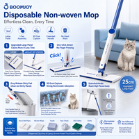 BOOMJOY Balai serpillère mains libres à essorage automatique avec manche métallique, patins en microfibre épaissis et rainures profondes pour le nettoyage des interstices et des bords