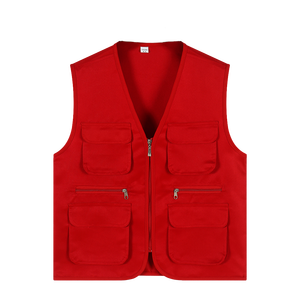 Source Factory Solid Color Zipper Pocket Men's Work <b>Vest</b> Photography <b>Fishing</b> Casual Multi-bag Thick <b>Vest</b> - Product Image 1