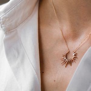 Gemnel all'ingrosso riciclato gioielli da donna in argento Sterling alla moda <span class=keywords><strong>oro</strong></span> <span class=keywords><strong>collana</strong></span> <span class=keywords><strong>sole</strong></span> splendente - Product Image 4