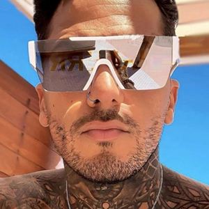 Gafas de Sol Cuadradas de Moda con Logotipo Personalizado, Lentes de Espejo Extra Grandes, Planas, con Protección UV400, sin Montura, de una Sola Pieza, para Hombre y Mujer - Product Image 1