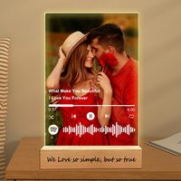 Plaque en acrylique personnalisée avec base en bois, lumière LED nocturne, cadeau romantique pour les couples, Saint-Valentin, anniversaire
