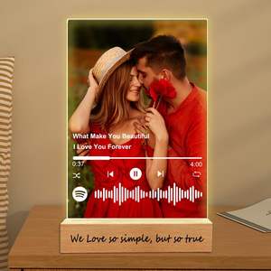 Placa Musical Personalizada con Foto de <span class=keywords><strong>Spotify</strong></span>, Placa Acrílica Personalizada con Base de Madera, Regalo Romántico para Parejas y Familia - Product Image 2