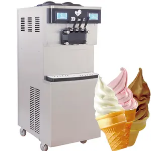 Double control system with 3 compressors 3 flavors vertical type of soft ice cream machine