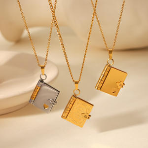 Высококачественное модное водонепроницаемое ожерелье с подвеской-книжкой из нержавеющей стали с титановым покрытием для пар - Product Image 3