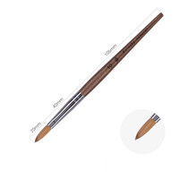 Pinceau acrylique à manche en bois brun, virole plate, 70 % poils de Kolinsky, taille 14, pour salon de manucure, prix de gros BW62-4