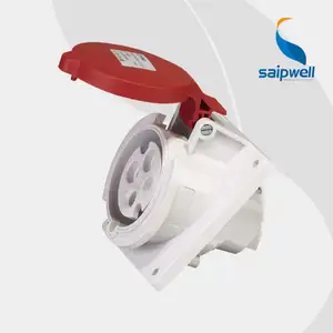 Saipwell/Saip SP-1496 4P 32A Wholesale Electrical International Standard Panel Mounted Angle Socket IP44