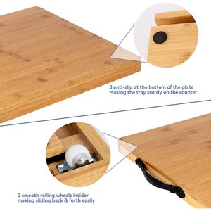 Base de machine à café en bambou, plateau coulissant en bois pour comptoir de cuisine, support pour friteuse à air et machine à pain, 13,58 po x 24,21 po - Product Image 5