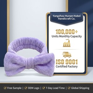Diadema de Terciopelo Suave con Lazo Blanco y Gris en Stock, Empaque Personalizado, Muestra Gratis, Envío Global - Product Image 5
