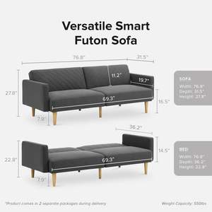 Futón sofá <span class=keywords><strong>cama</strong></span> pequeño sofá <span class=keywords><strong>cama</strong></span> Loveseat mediados de siglo moderno futón sofá <span class=keywords><strong>Cama</strong></span> 3 plazas sofás para sala de estar dormitorio - Product Image 2
