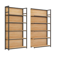 Nouvelle conception d'étagère de supermarché double face multi-niveaux en bois et métal, légère, pour l'affichage des produits en magasin d'alimentation, marque CF