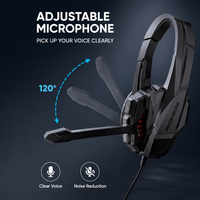 Headset Gaming dengan Mikrofon, Driver 50mm, Suara Stereo, Headband yang Dapat Disesuaikan, Peredam Kebisingan Aktif (ANC), Tahan Air IPX-4