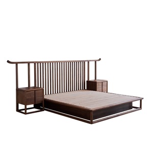 Nueva cama de madera de nogal negro de estilo chino, cama Retro Song <span class=keywords><strong>Dynasty</strong></span> Aesthetic1.5 metros de ancho, cama completamente neumática - Product Image 5