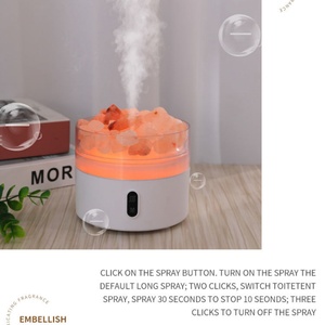 Mini lampe en pierre de sel de cristal pour la maison, diffuseur d'arômes ultrasonique à LED pour huiles essentielles, 220 ml - Product Image 5