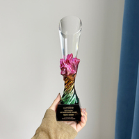MH-MJ0476 de trophée de verre de tour de cylindre de cristal d'étoile de résine colorée verte rose