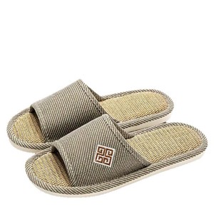 Nouvelles pantoufles en lin de saison - Antidérapantes d'intérieur, respirantes, à semelle épaisse, confortables en coton et chanvre - Product Image 1