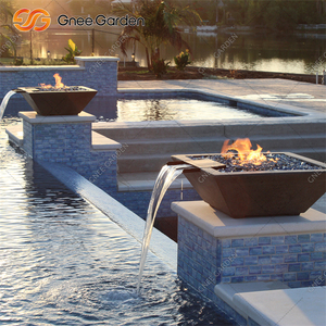 Corten Steel Natural Rusted Large Outdoor Gas <b>Fire</b> Pit Waterfalls Freestanding Design 15000-39999 BTU Heating Output Portable - Product Image 6