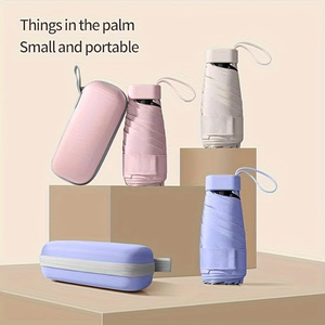 Parapluie LS coupe-vent mini pliable manuel UPF 50+ avec tube en fer, petit, compact, léger, se range dans une poche, idéal <span class=keywords><strong>pour</strong></span> les trajets quotidiens, avec logo - Product Image 4