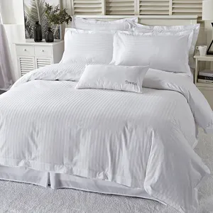 Beş yıldızlı otel beyaz nevresim takımı 1cm desen nevresim 100% pamuk yatak çarşafı seti