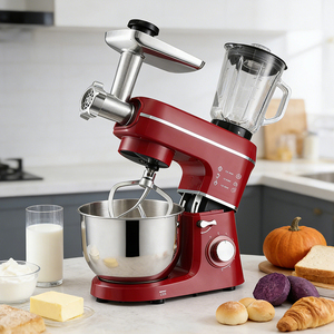 Mélangeur professionnel en acier inoxydable 7l+1.5l avec système d'engrenages entièrement métallique pour pâte à gâteau NS01008 - Product Image 1
