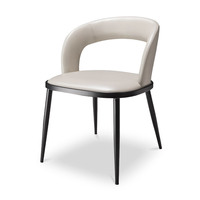 Chaise de salle à manger de luxe pour usage domestique, en cuir véritable italien, style design moderne et minimaliste avec dossier, européenne et