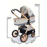Poussette bébé pliable à une main en aluminium, avec grandes roues antichoc en alliage, fabriquée en Chine, en lin de luxe, design haut de gamme