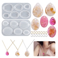 Pendentif ovale à facettes, moule en Silicone, collier en forme de goutte d'eau, moule en résine