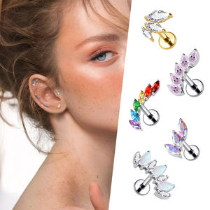 ASTM F136 titane fileté intérieurement corps <span class=keywords><strong>Piercing</strong></span> bijoux lèvre nez <span class=keywords><strong>oreille</strong></span> Labret <span class=keywords><strong>anneau</strong></span> se termine avec Zircon - Product Image 3